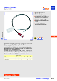 Thumbnail of document Data Sheet - 9418 Fieldbus terminator